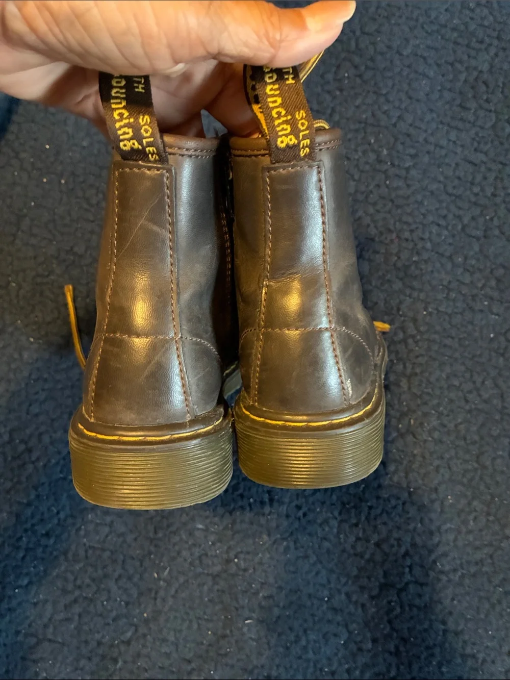 Dr. Martens Kids Brown Boots with Yellow Laces